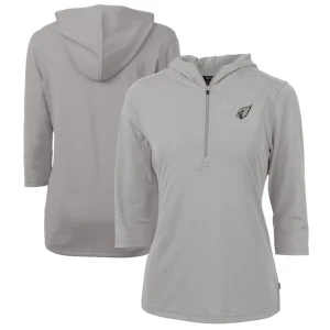 Arizona cardinals cutter buck womens virtue eco pique recycled dry tec 34 sleeve half zip hoodie Gray