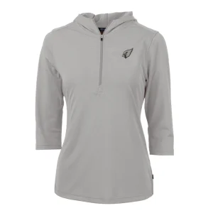 Arizona cardinals cutter buck womens virtue eco pique recycled dry tec 34 sleeve half zip hoodie Gray S