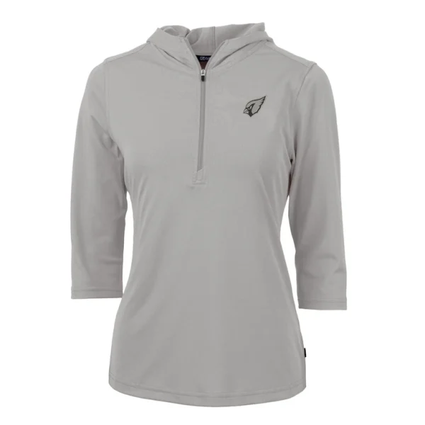Arizona cardinals cutter buck womens virtue eco pique recycled dry tec 34 sleeve half zip hoodie Gray S