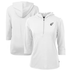 Arizona cardinals cutter buck womens virtue eco pique recycled dry tec 34 sleeve half zip hoodie White