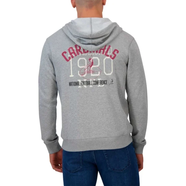 Arizona cardinals darius rucker collection by achopeca vintage stripe full zip hoodie Heather gray 2XL