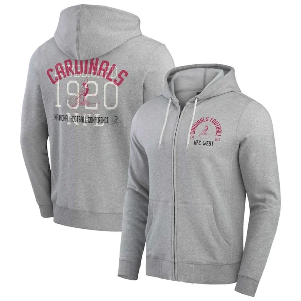 Arizona cardinals darius rucker collection by achopeca vintage stripe full zip hoodie Heather gray
