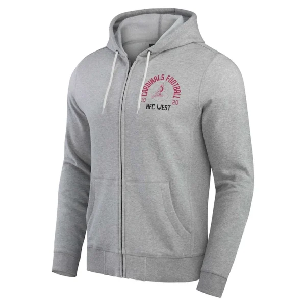 Arizona cardinals darius rucker collection by achopeca vintage stripe full zip hoodie Heather gray M