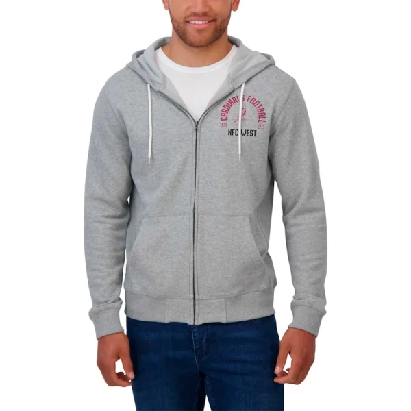 Arizona cardinals darius rucker collection by achopeca vintage stripe full zip hoodie Heather gray XL