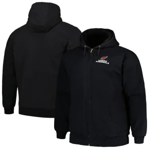 Arizona cardinals dunbrooke big tall dakota canvas hoodie full zip jacket Black