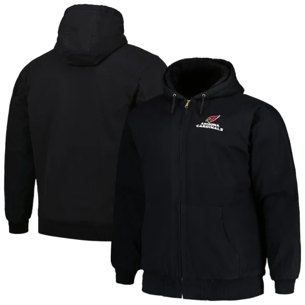 Arizona cardinals dunbrooke big tall dakota canvas hoodie full zip jacket Black