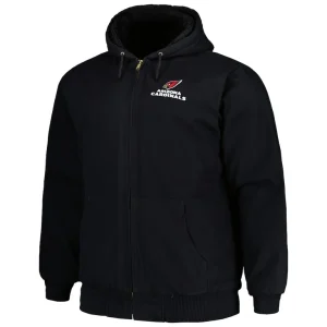 Arizona cardinals dunbrooke big tall dakota canvas hoodie full zip jacket Black XLT