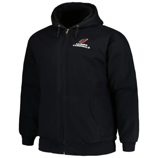Arizona cardinals dunbrooke big tall dakota canvas hoodie full zip jacket Black XLT