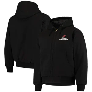 Arizona cardinals dunbrooke dakota cotton canvas hooded jacket Black