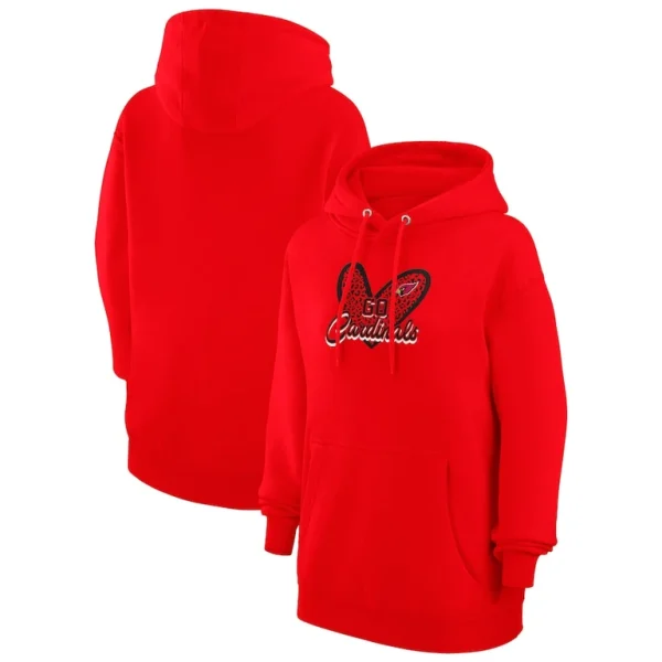 Arizona cardinals g iii 4her by carl banks womens animal print heart team graphic fleece tri blend pullover hoodie cardinal Cardinal