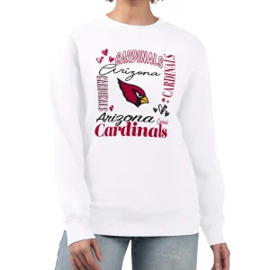 Arizona cardinals g iii 4her by carl banks womens collage graphic fleece pullover sweatshirt White