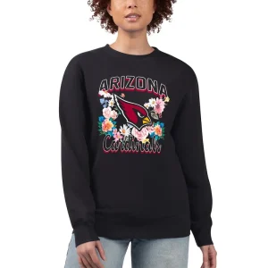 Arizona cardinals g iii 4her by carl banks womens flower logo graphic fleece pullover sweatshirt Black