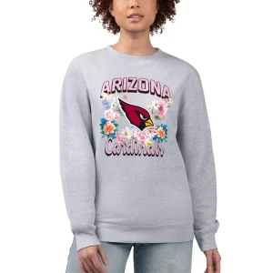 Arizona cardinals g iii 4her by carl banks womens flower logo graphic fleece pullover sweatshirt Heather gray