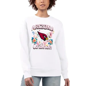 Arizona cardinals g iii 4her by carl banks womens flower logo graphic fleece pullover sweatshirt White