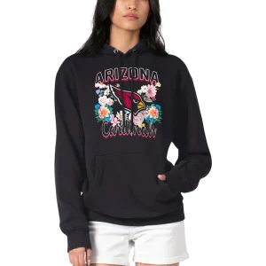 Arizona cardinals g iii 4her by carl banks womens flowers team logo graphic fleece pullover hoodie Black