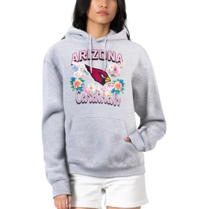 Arizona cardinals g iii 4her by carl banks womens flowers team logo graphic fleece pullover hoodie Heather gray