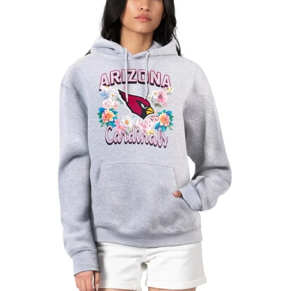 Arizona cardinals g iii 4her by carl banks womens flowers team logo graphic fleece pullover hoodie Heather gray