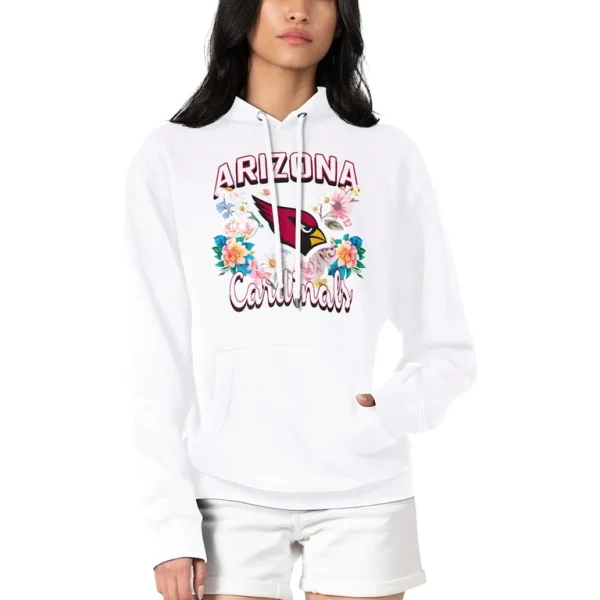 Arizona cardinals g iii 4her by carl banks womens flowers team logo graphic fleece pullover hoodie White