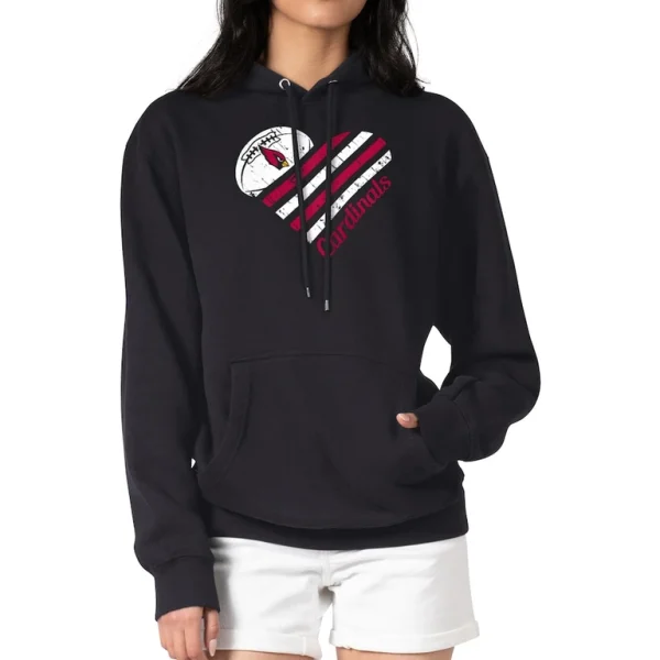 Arizona cardinals g iii 4her by carl banks womens heart graphic fleece pullover hoodie Black L