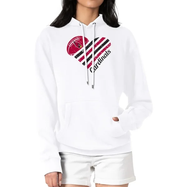 Arizona cardinals g iii 4her by carl banks womens heart graphic fleece pullover hoodie White L