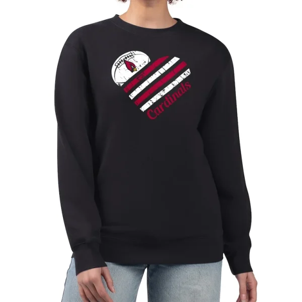Arizona cardinals g iii 4her by carl banks womens heart graphic fleece pullover sweatshirt Black