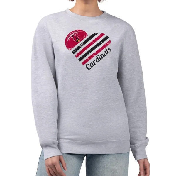 Arizona cardinals g iii 4her by carl banks womens heart graphic fleece pullover sweatshirt Heather gray