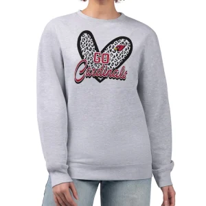 Arizona cardinals g iii 4her by carl banks womens leopard heart pullover sweatshirt Heather gray