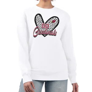 Arizona cardinals g iii 4her by carl banks womens leopard heart pullover sweatshirt White