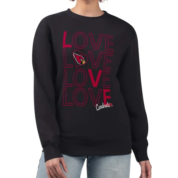 Arizona cardinals g iii 4her by carl banks womens lots of love graphic fleece pullover sweatshirt Black