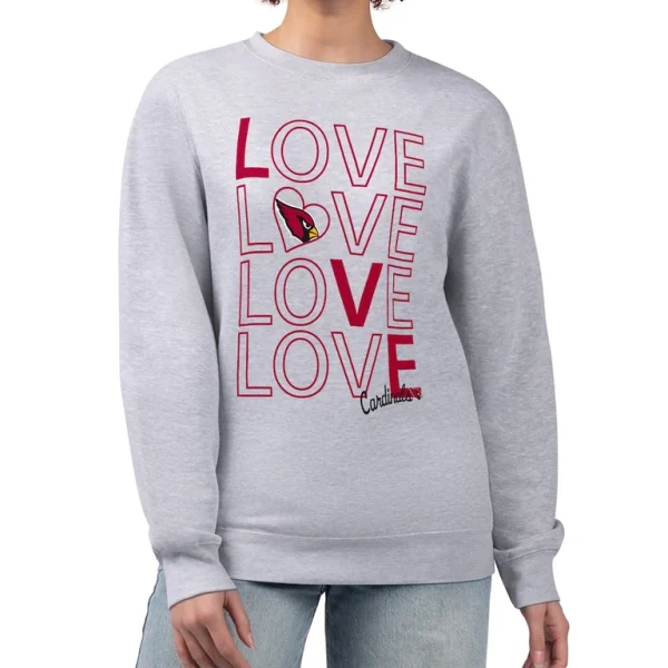 Arizona cardinals g iii 4her by carl banks womens lots of love graphic fleece pullover sweatshirt Heather gray M