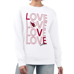 Arizona cardinals g iii 4her by carl banks womens lots of love graphic fleece pullover sweatshirt White