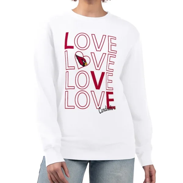 Arizona cardinals g iii 4her by carl banks womens lots of love graphic fleece pullover sweatshirt White