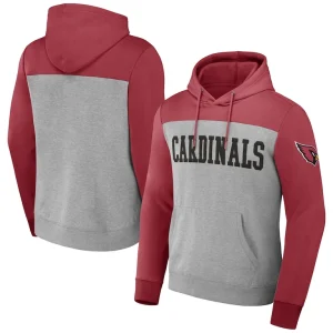 Arizona cardinals nfl x darius rucker collection by achopeca color blocked pullover hoodie Heather gray