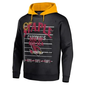Arizona cardinals nfl x staple throwback vintage wash pullover hoodie Black M
