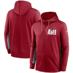 Arizona cardinals nike mascot performance full zip hoodie Cardinalgray