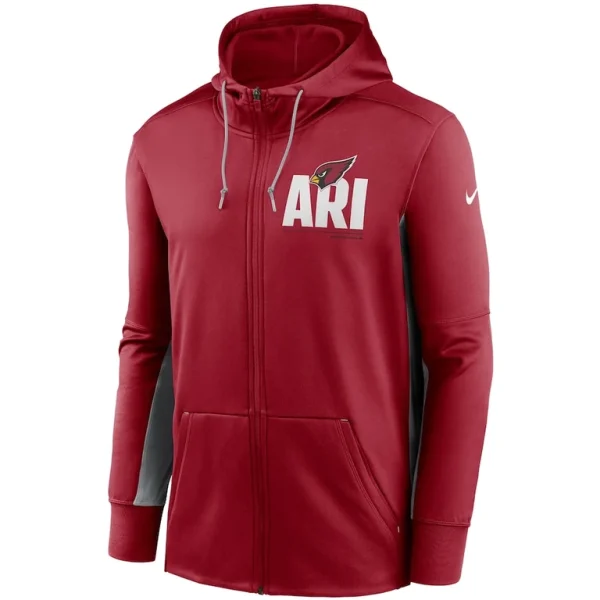 Arizona cardinals nike mascot performance full zip hoodie Cardinalgray M