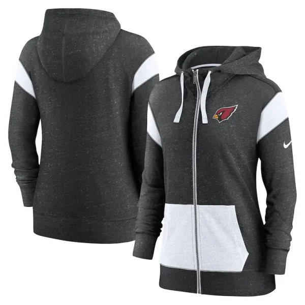 Arizona cardinals nike womens monaco lightweight full zip hoodie Heather blackwhite