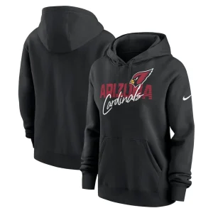 Arizona cardinals nike womens wordmark club fleece pullover hoodie Black
