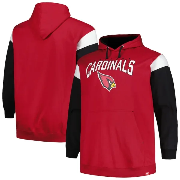 Arizona cardinals profile big tall trench battle pullover hoodie cardinal Cardinal