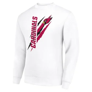 Arizona cardinals starter color scratch team graphic fleece pullover sweatshirt White M