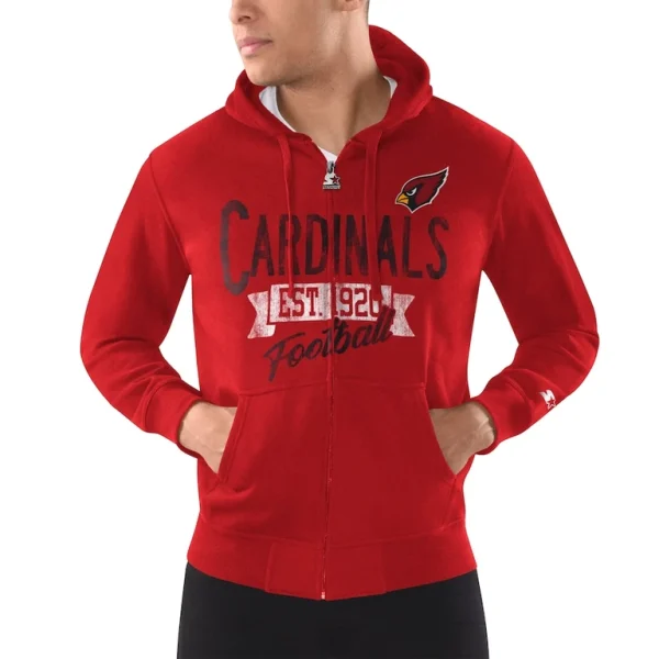 Arizona cardinals starter domestic post season full zip hoodie cardinal Cardinal