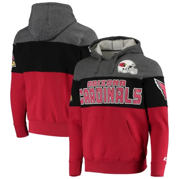 Arizona cardinals starter extreme fireballer pullover hoodie Heathered grayblack