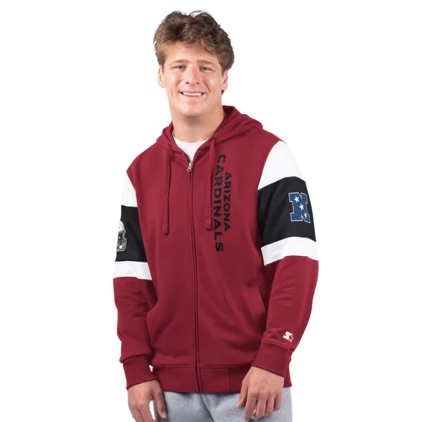 Arizona cardinals starter extreme full zip hoodie cardinal Cardinal
