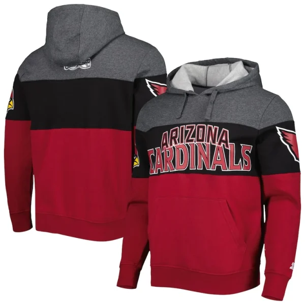 Arizona cardinals starter extreme pullover hoodie Heather charcoalcardinal