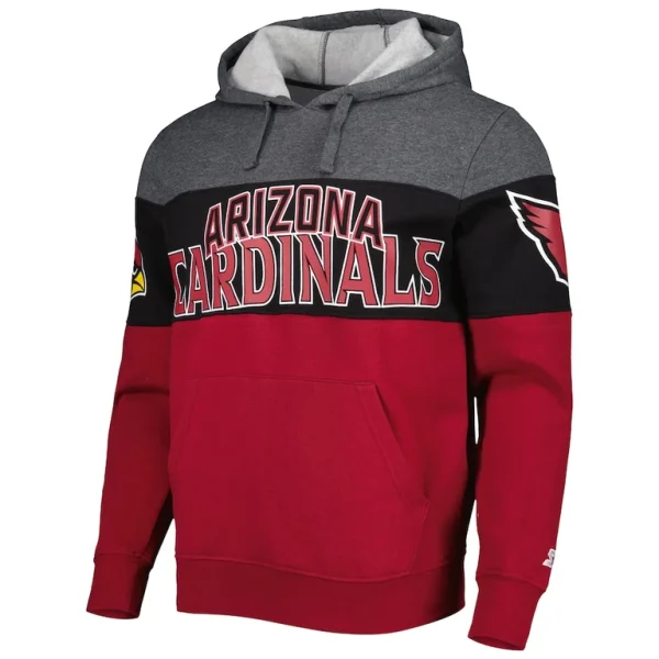 Arizona cardinals starter extreme pullover hoodie Heather charcoalcardinal M