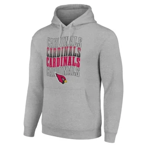 Arizona cardinals starter four team name logo fleece pullover hoodie Heather gray M