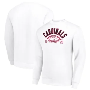 Arizona cardinals starter half ball team graphic tri blend fleece pullover sweatshirt White