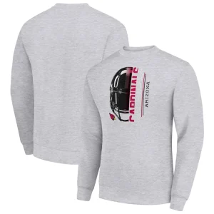 Arizona cardinals starter half helmet team graphic tri blend fleece pullover sweatshirt Heather gray