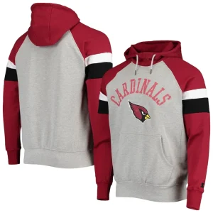 Arizona cardinals starter home run raglan pullover hoodie Heathered graycardinal