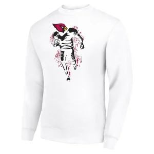 Arizona cardinals starter logoface team graphic tri blend fleece pullover sweatshirt White M